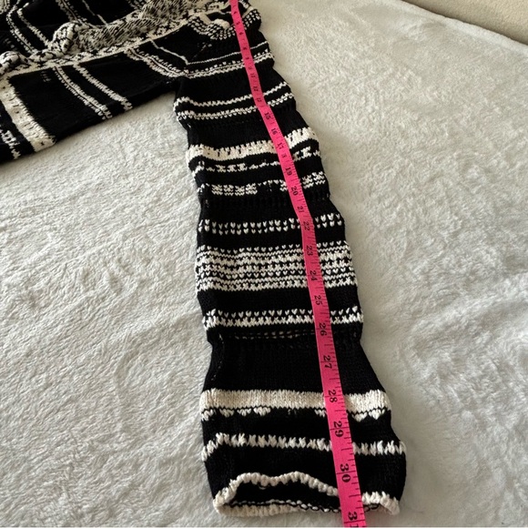 Free People Knit Cardigan V Neck Double Button Sweater, Black/White Size L - Picture 15 of 16